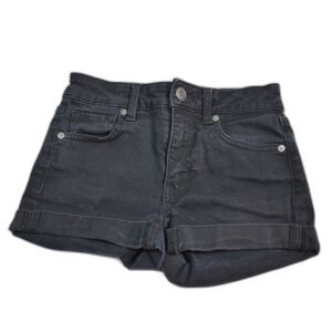 American Eagle Hi Rise Shortie Black High Rise Shorts Womens 0